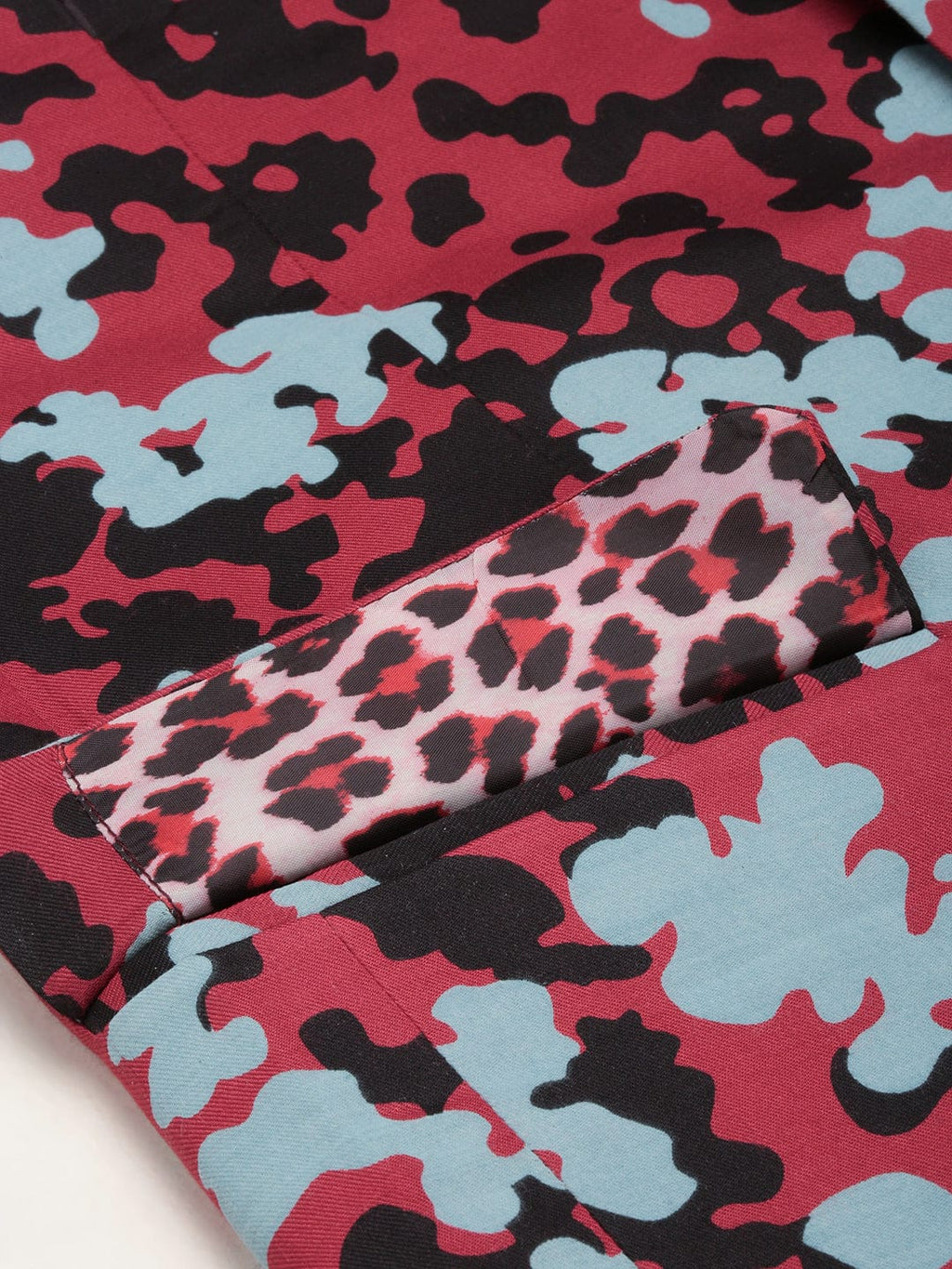 Men's Mandarin Collar Printed Burgundy Blazer