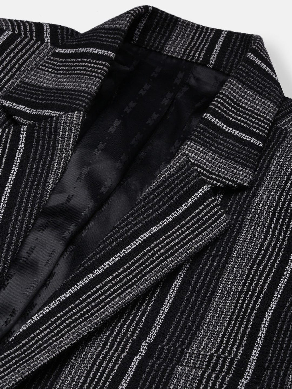 Men's Black Striped Slim Fit Single Breasted Blazer