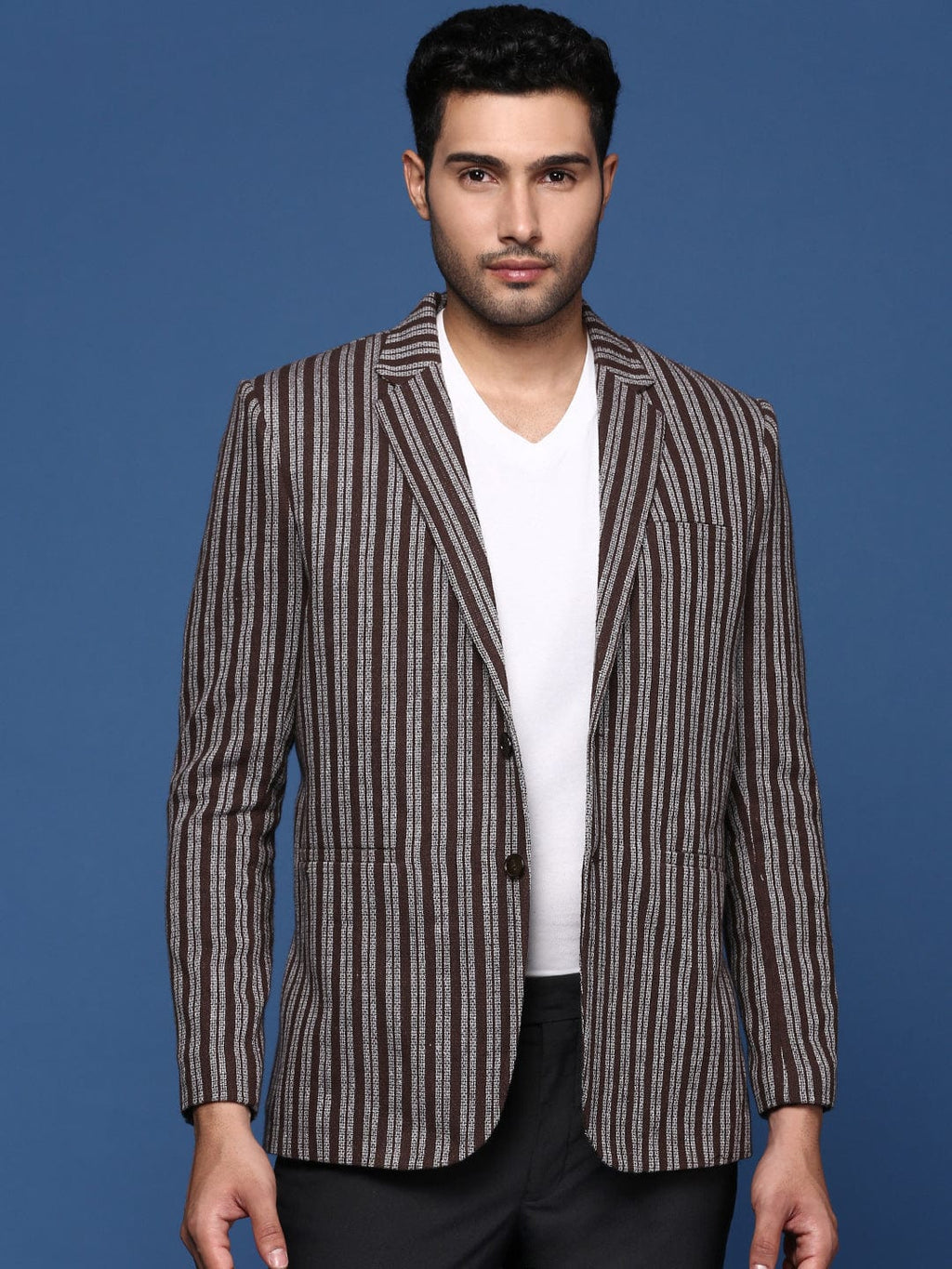 Men's Brown Slim Fit Single Breasted Blazer