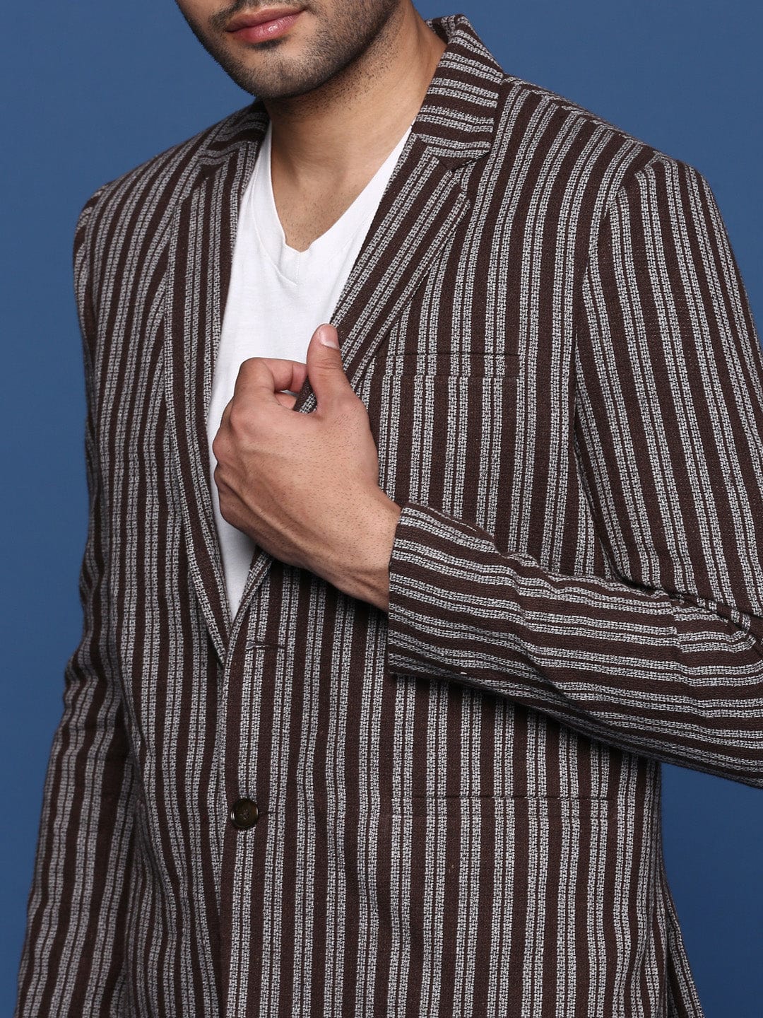 Men's Brown Slim Fit Single Breasted Blazer