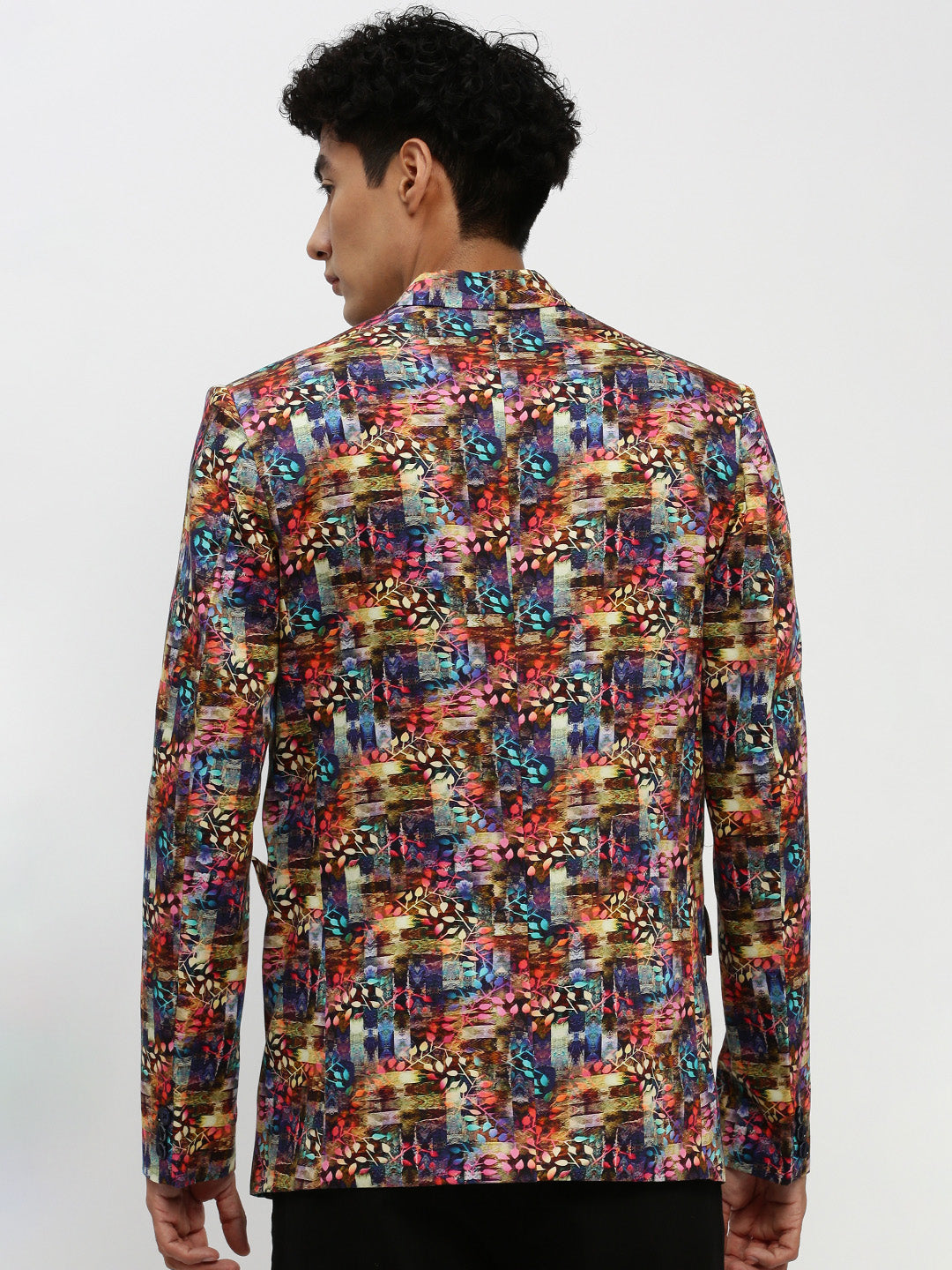 Men's Multi Printed Notched Lapel Single Breasted Blazer