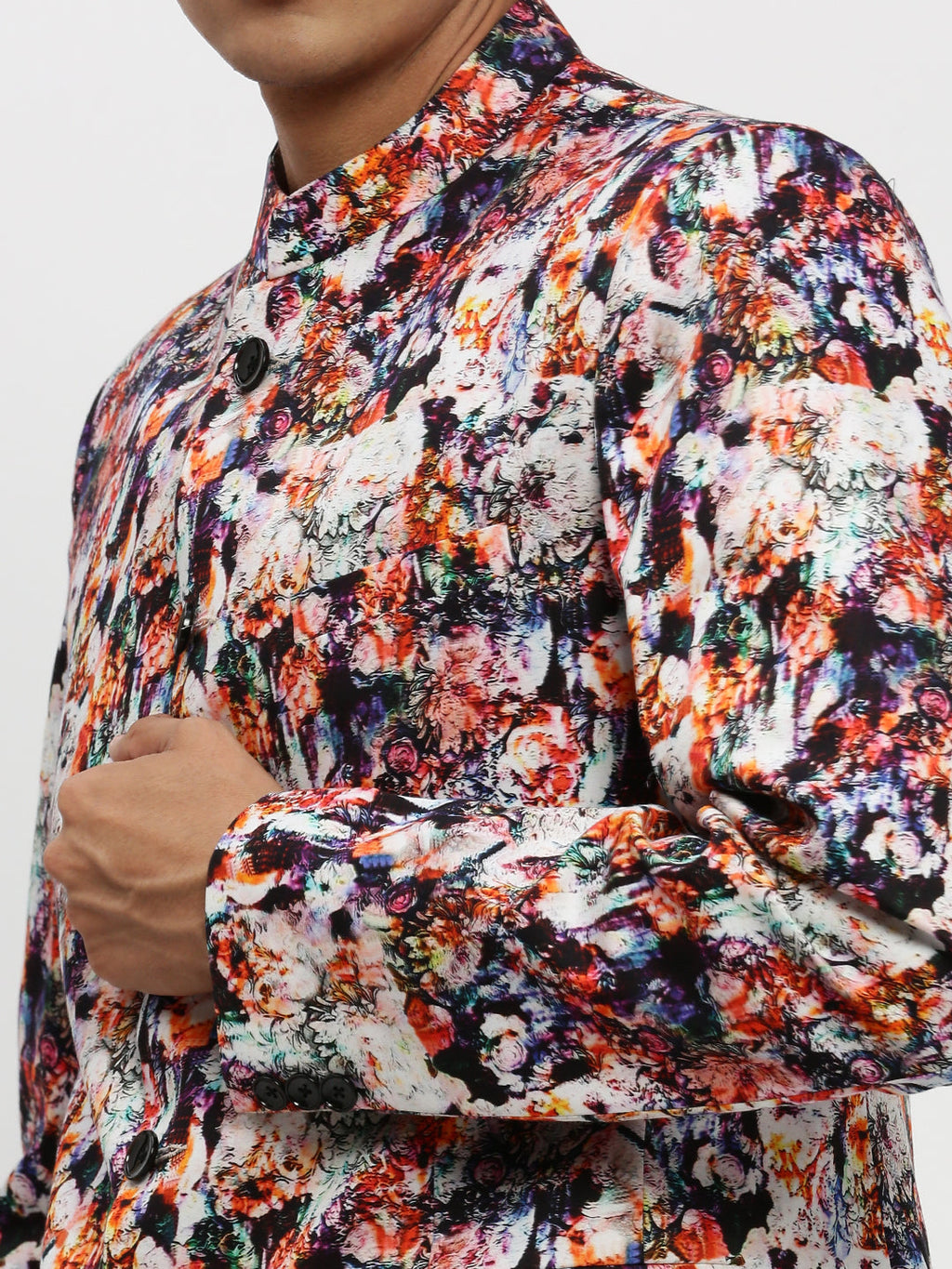 Men's Multi Printed Bandhgala Slim Fit Blazer