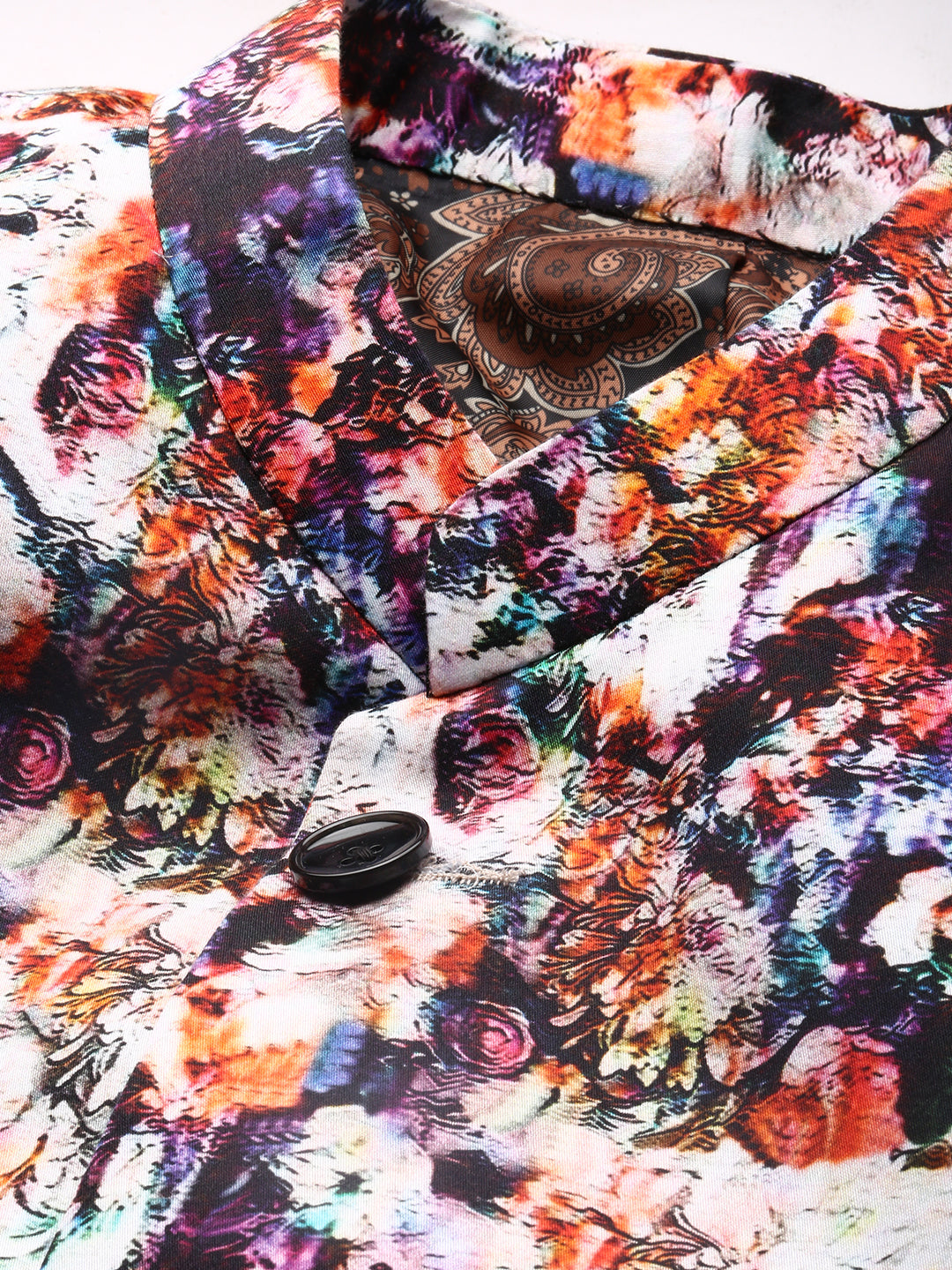 Men's Multi Printed Bandhgala Slim Fit Blazer