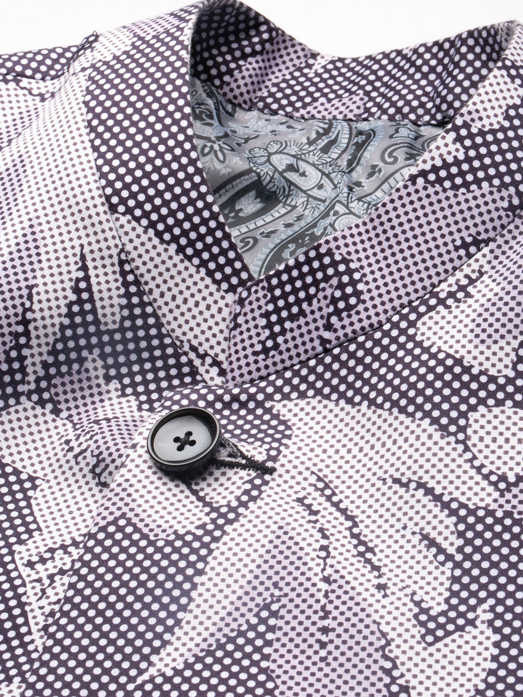 Men's Grey Printed Bandhgala Slim Fit Blazer