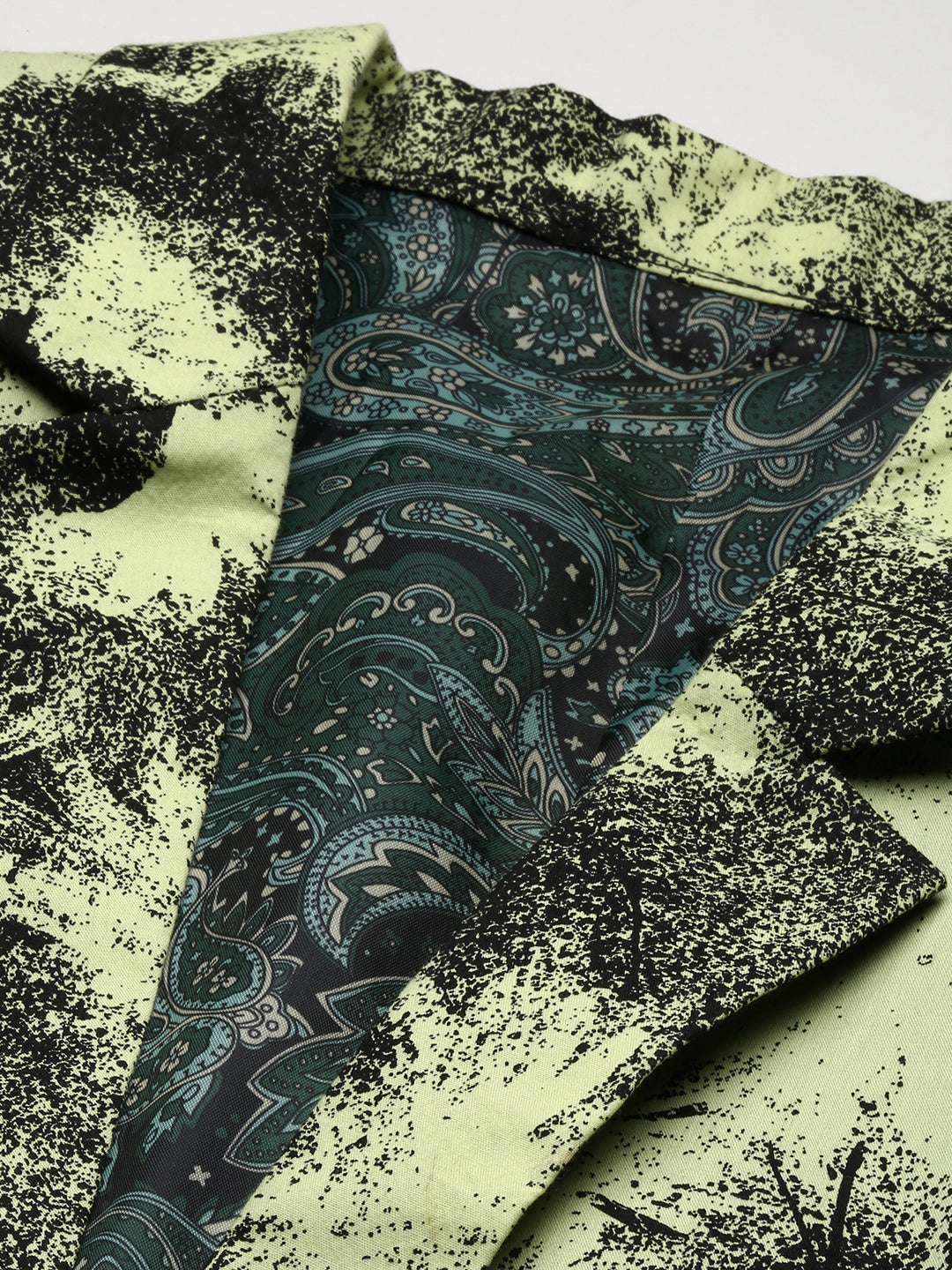 Men's Yellow Printed Notched Lapel Slim-Fit Single-Breasted Blazer