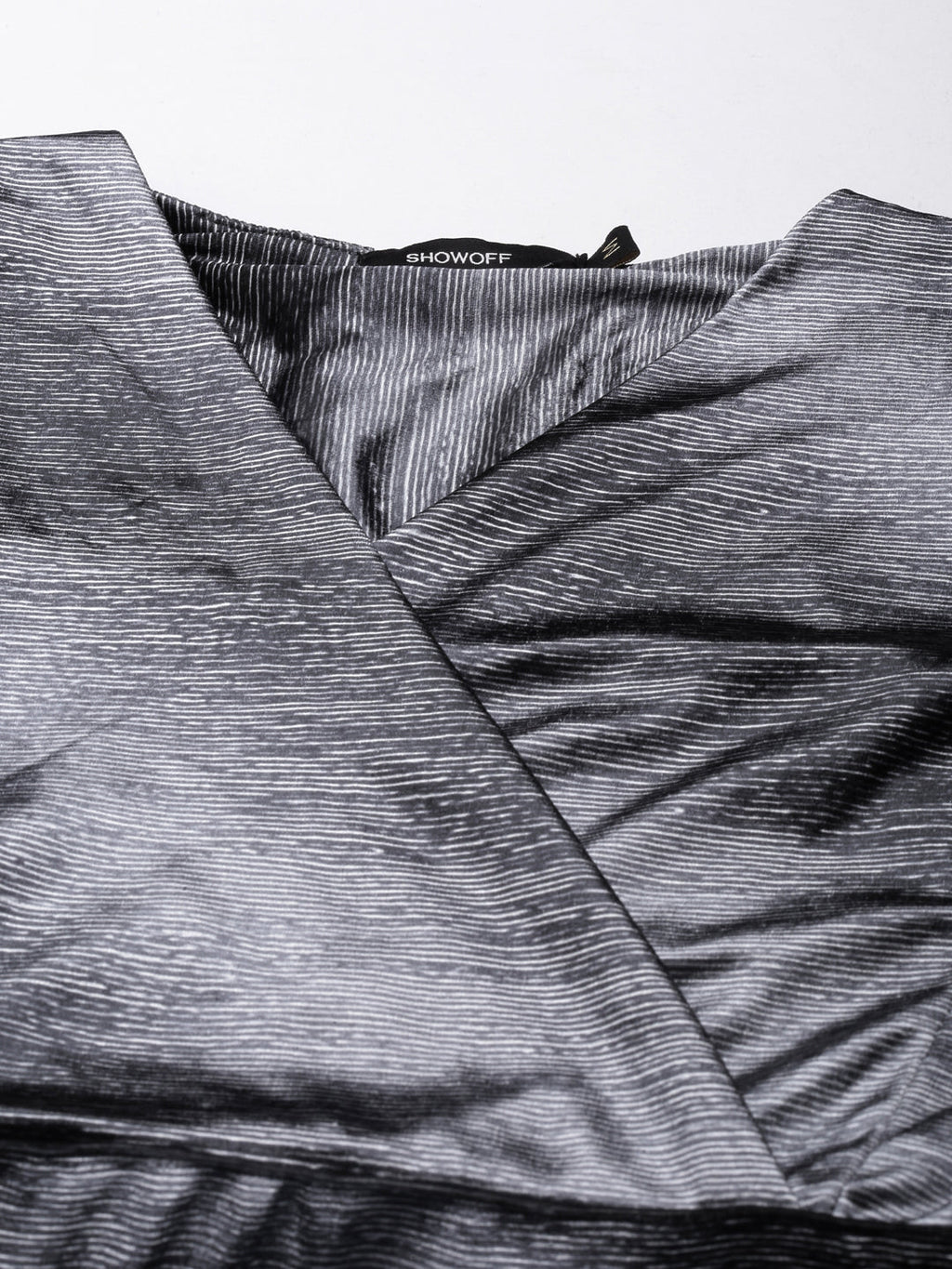 Women's Grey V-Neck Wrap Dress