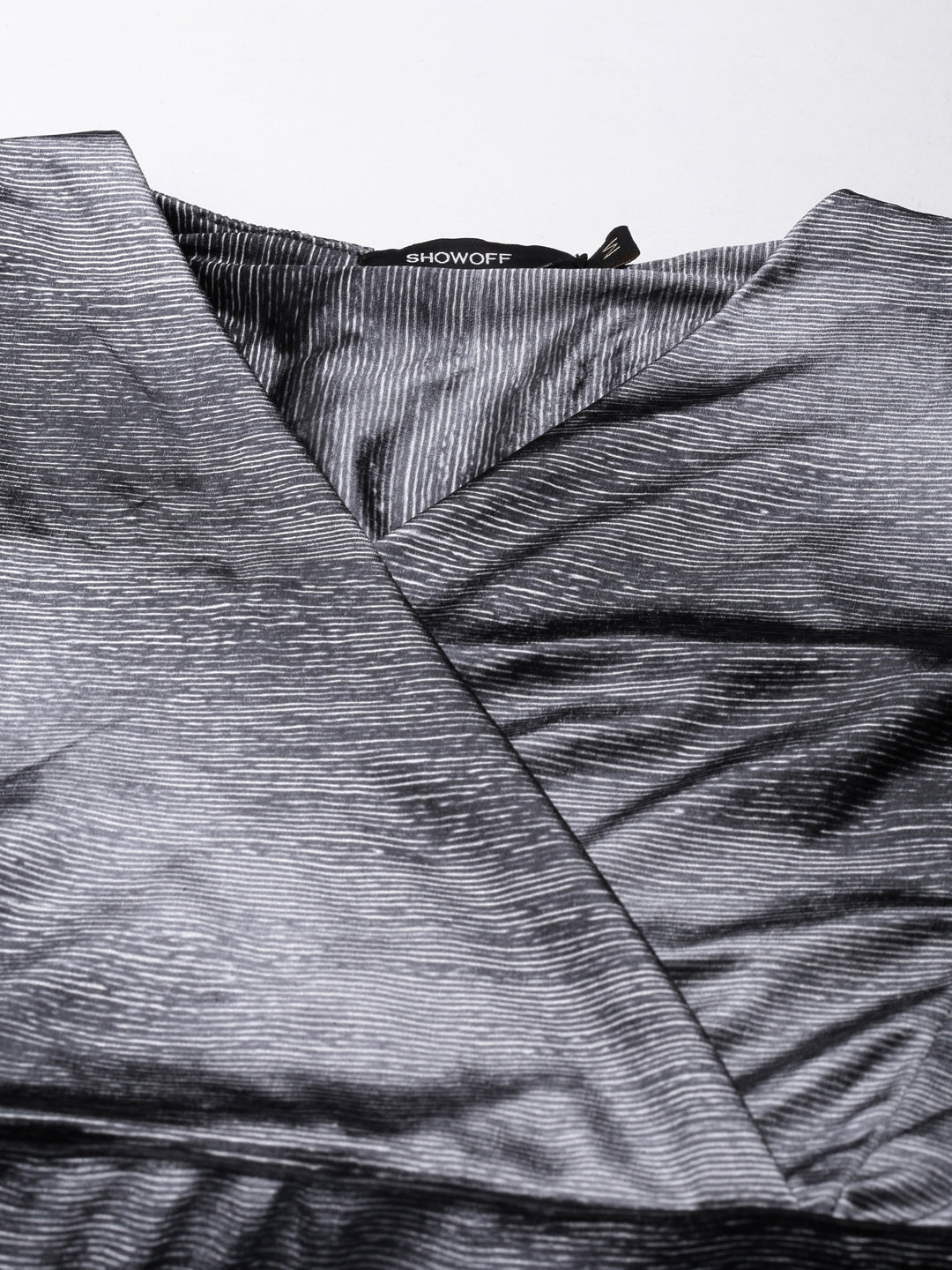 Women's Grey V-Neck Wrap Dress