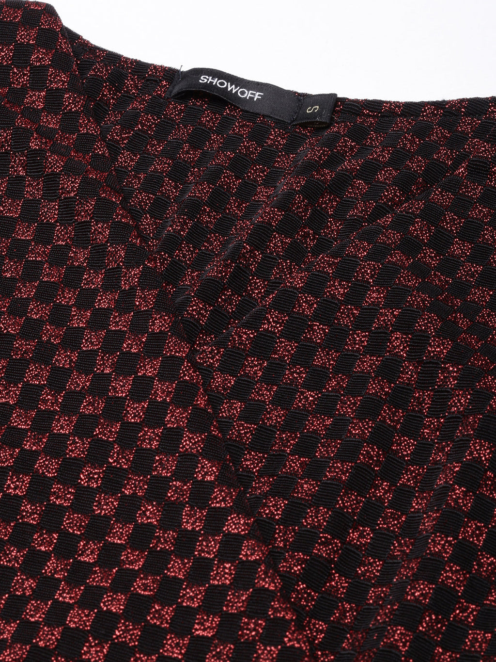 Women's Red Geometric Print V-Neck Full Sleeves Wrap Mini Party Dress