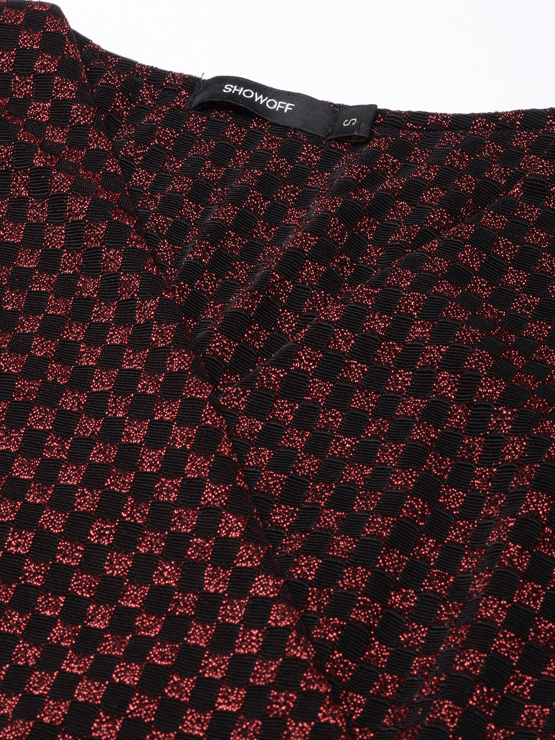 Women's Red Geometric Print V-Neck Full Sleeves Wrap Mini Party Dress