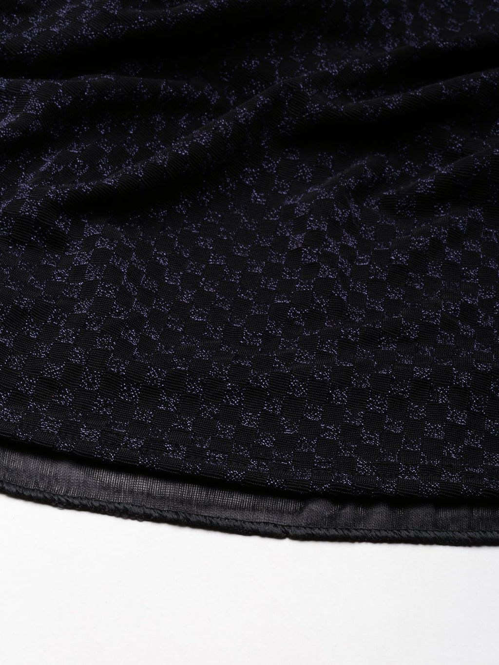 Women's Black V-Neck Long Sleeves Fit and Flare Dress