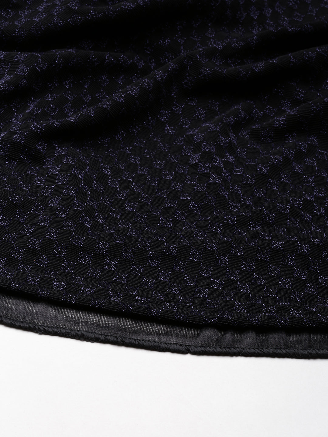 Women's Black V-Neck Long Sleeves Fit and Flare Dress