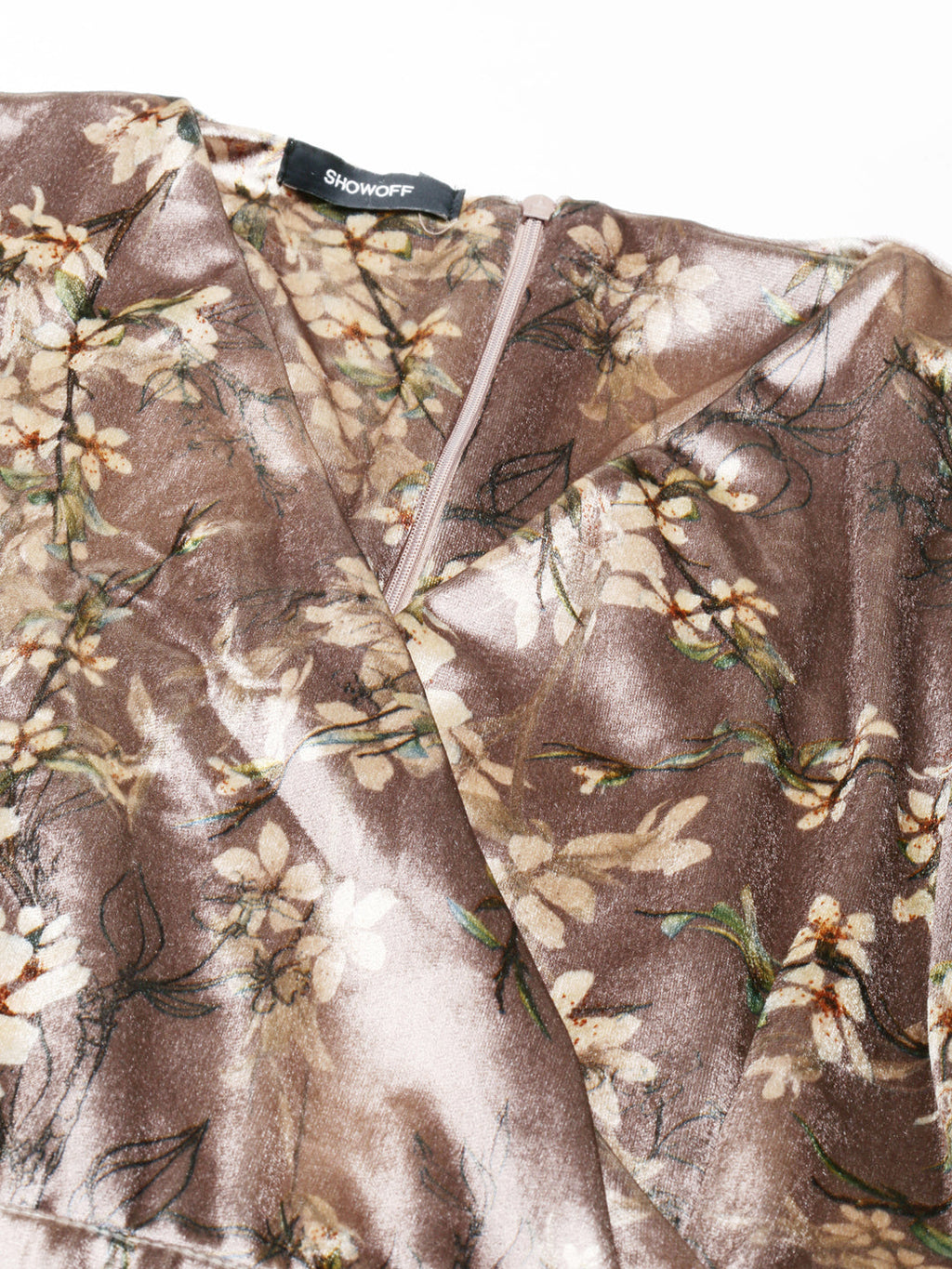 Women's Taupe Printed Wrap Dress