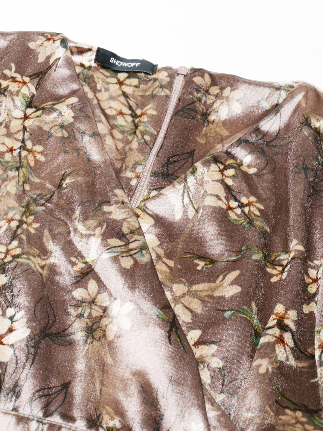 Women's Taupe Printed Wrap Dress