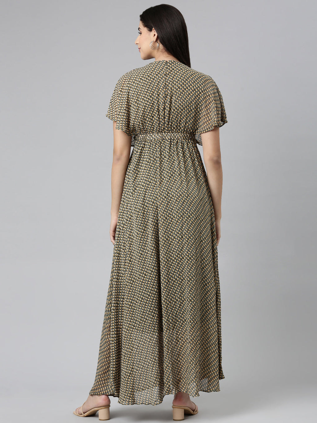 Women's Multi Geometric Printed Fit & Flare Dress