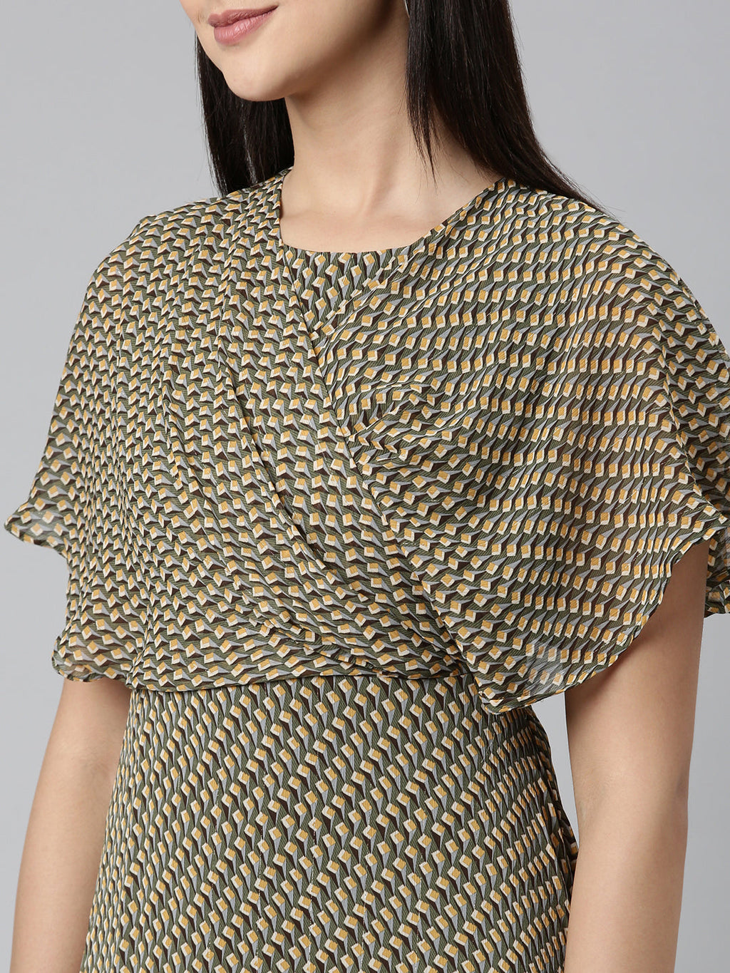 Women's Multi Geometric Printed Fit & Flare Dress