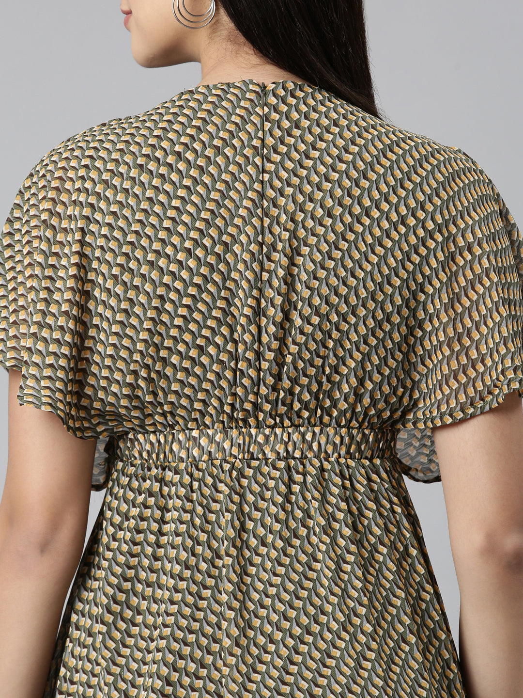 Women's Multi Geometric Printed Fit & Flare Dress