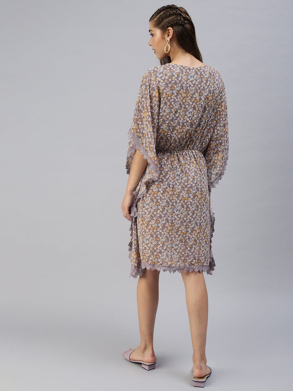 Women's Purple Floral Kaftan Dress