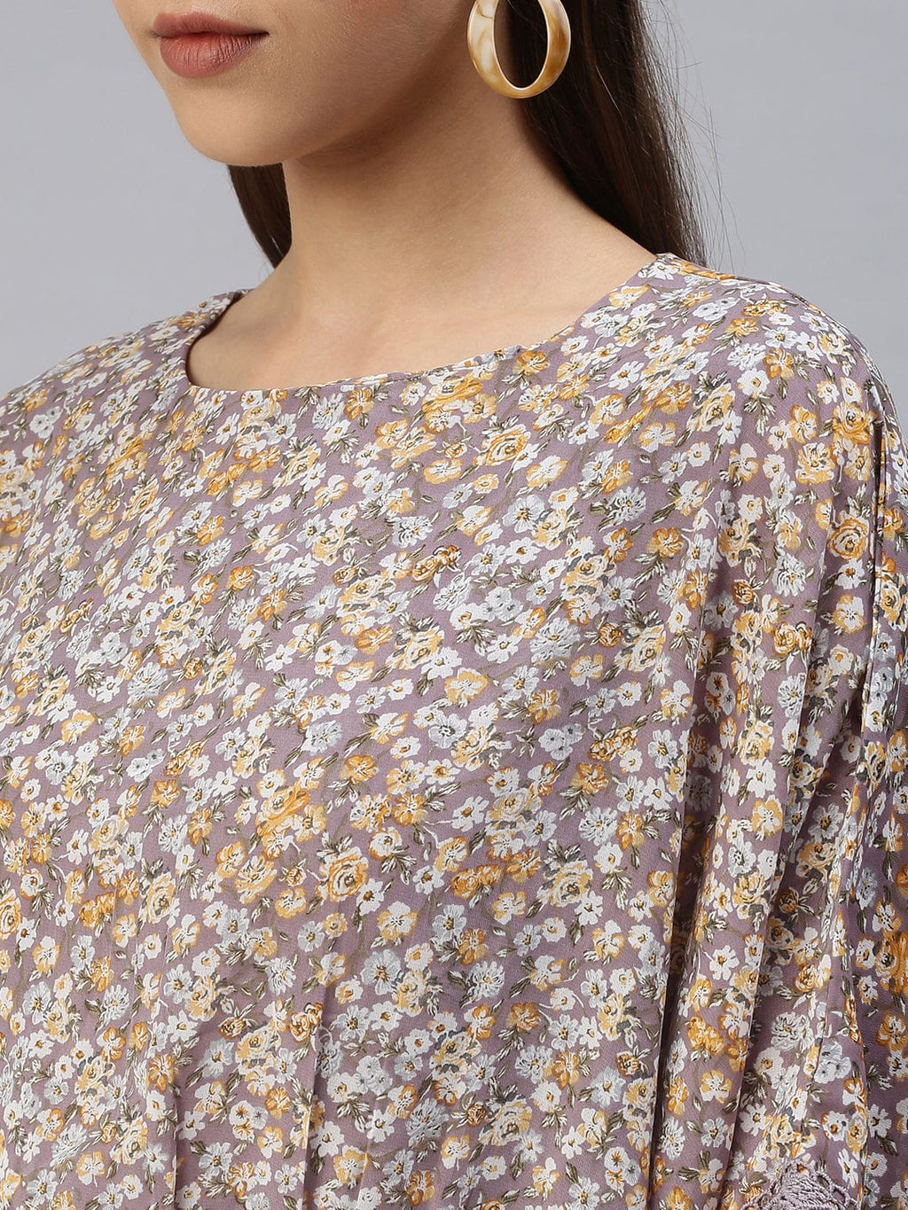 Women's Purple Floral Kaftan Dress