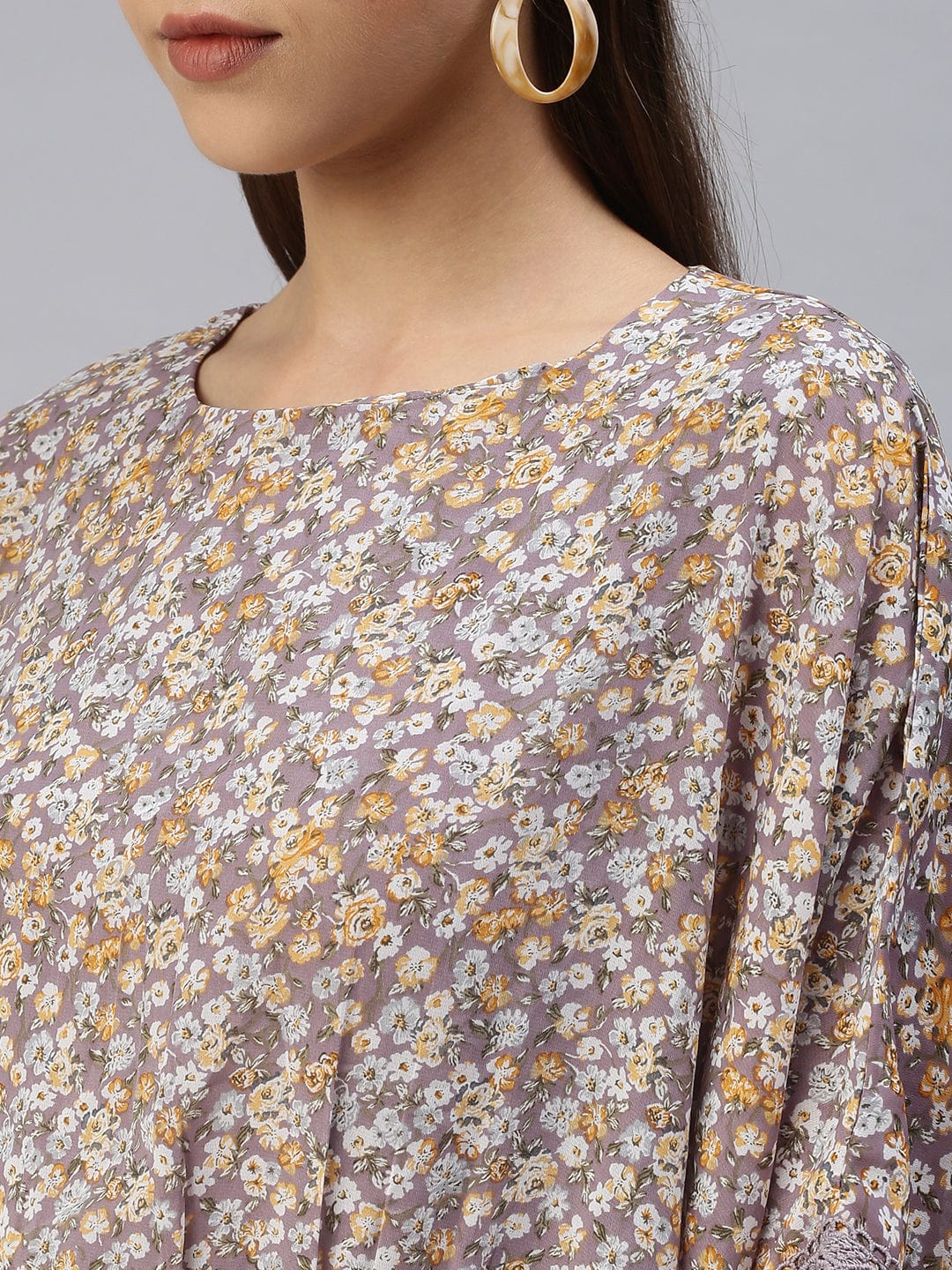 Women's Purple Floral Kaftan Dress