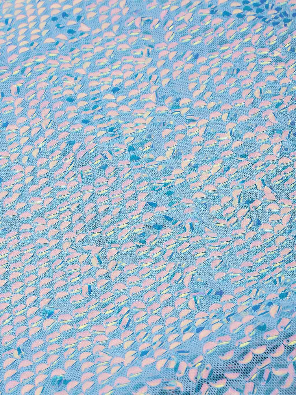 Women's Blue Embellished Sequinned Flutter Sleeves Net Bodycon Dress