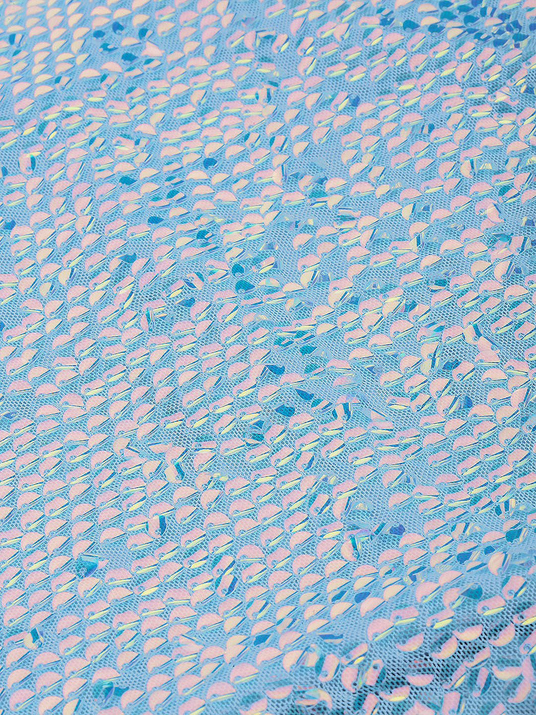 Women's Blue Embellished Sequinned Flutter Sleeves Net Bodycon Dress