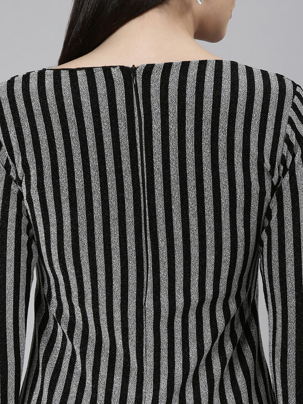 Women's Silver Striped Bodycon Dress