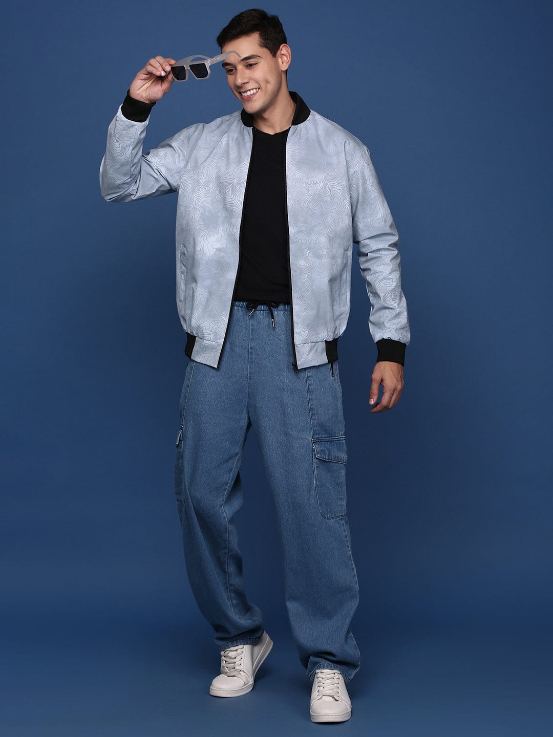 Men's Grey Colour blocked Windcheater Bomber Jacket