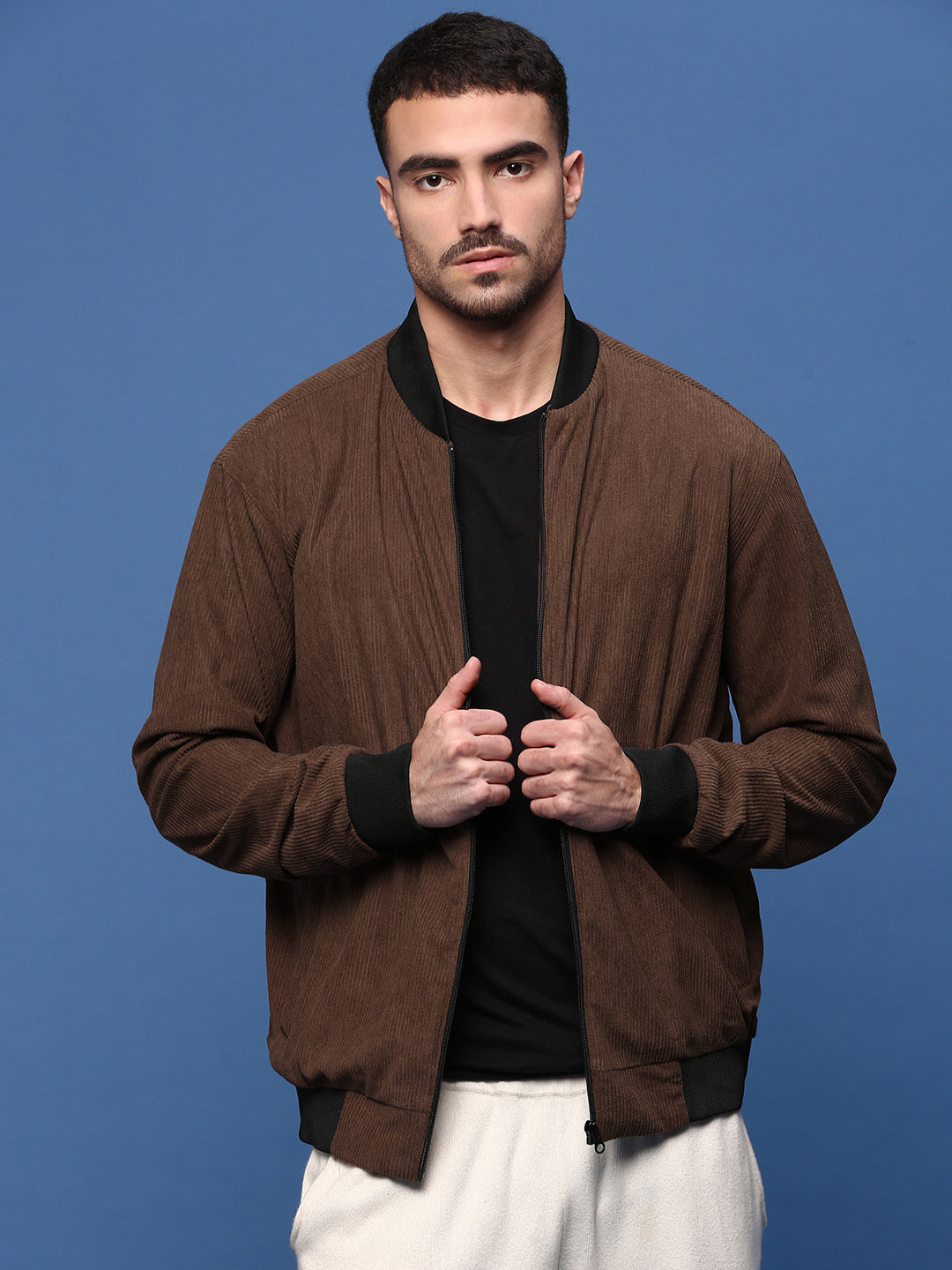 Men's Brown Corduroy Windcheater Bomber Jacket