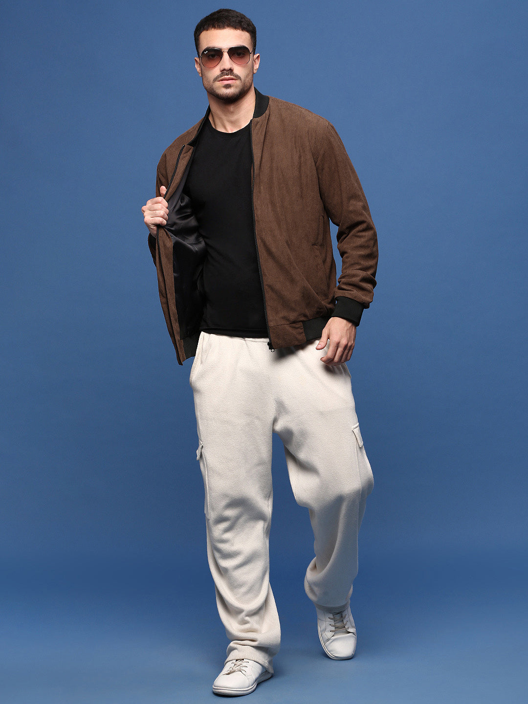 Men's Brown Corduroy Windcheater Bomber Jacket