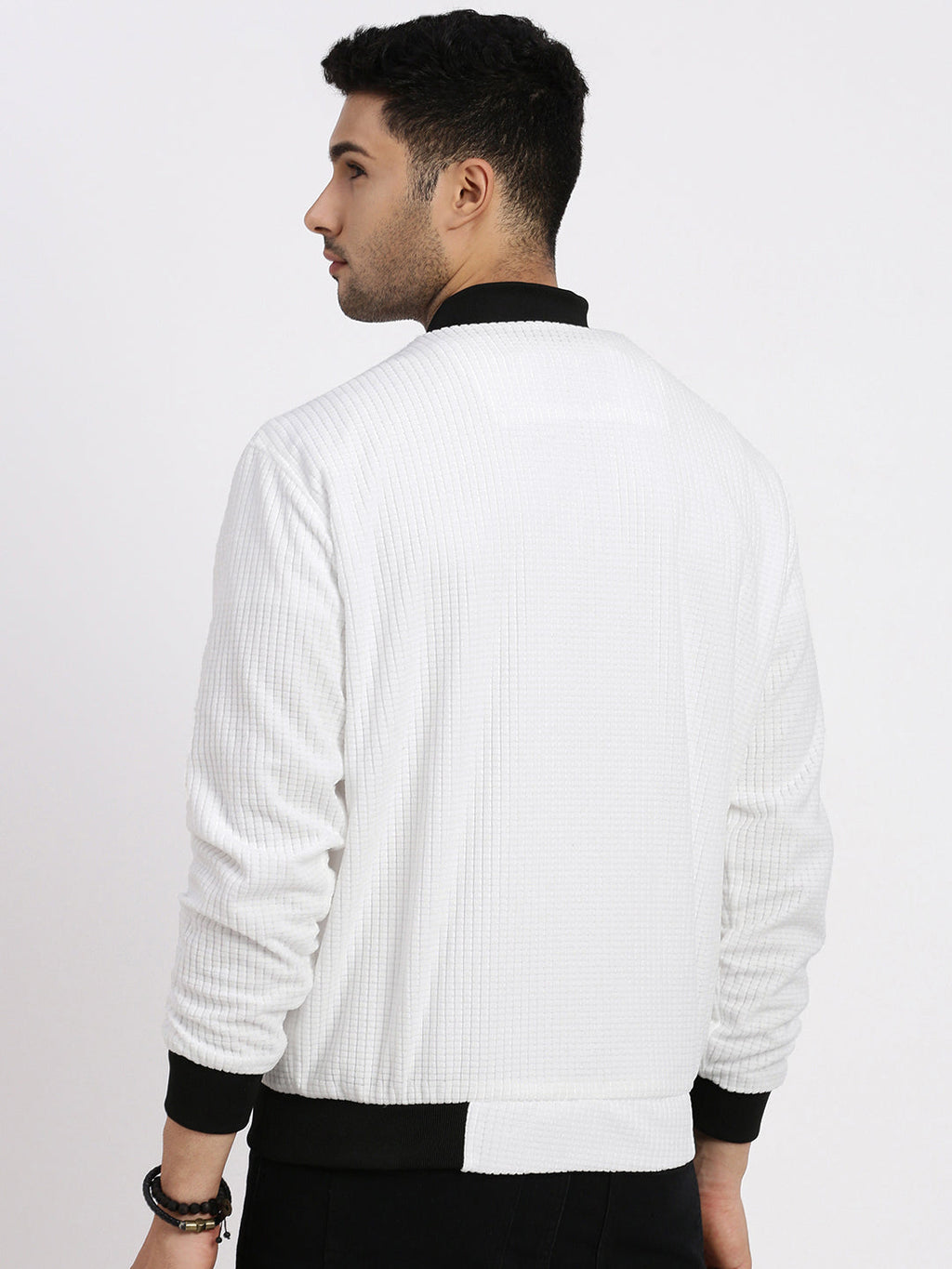 Men's White Windcheater Bomber Jacket