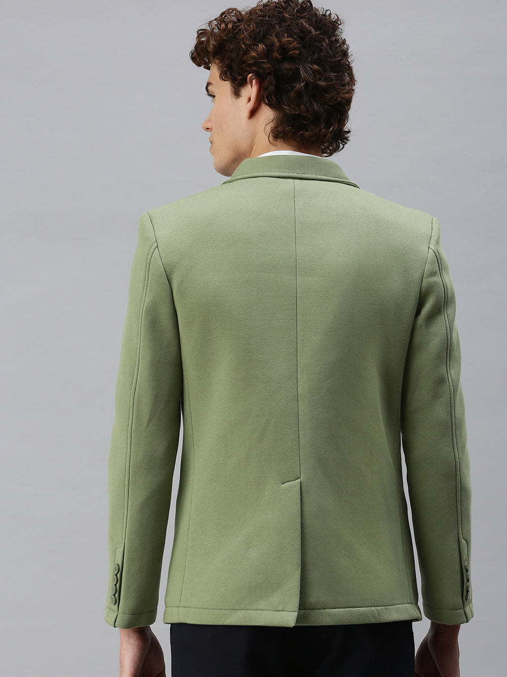 Men's Green Single-Breasted Slim Fit Blazer with Notched Lapel