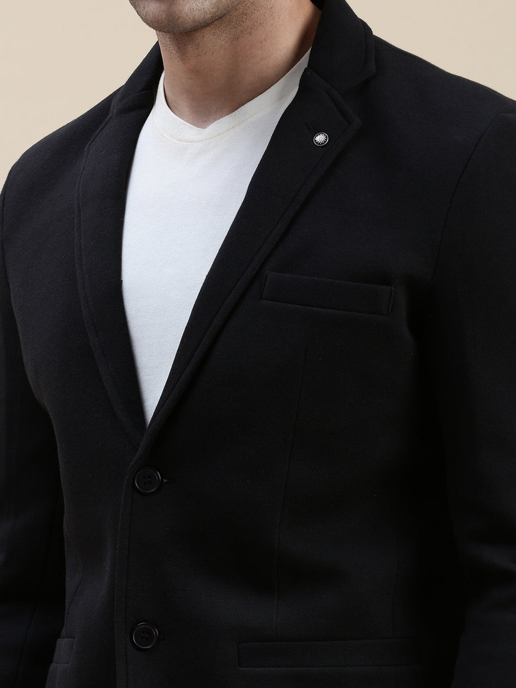 Men's Black Notched Lapel Single-Breasted Formal Blazer