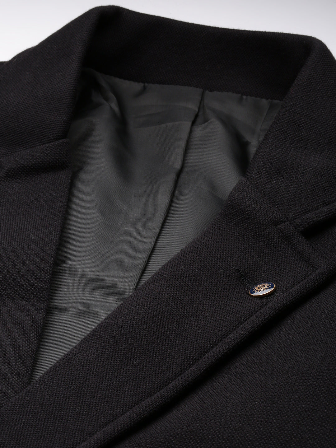 Men's Black Notched Lapel Single-Breasted Formal Blazer