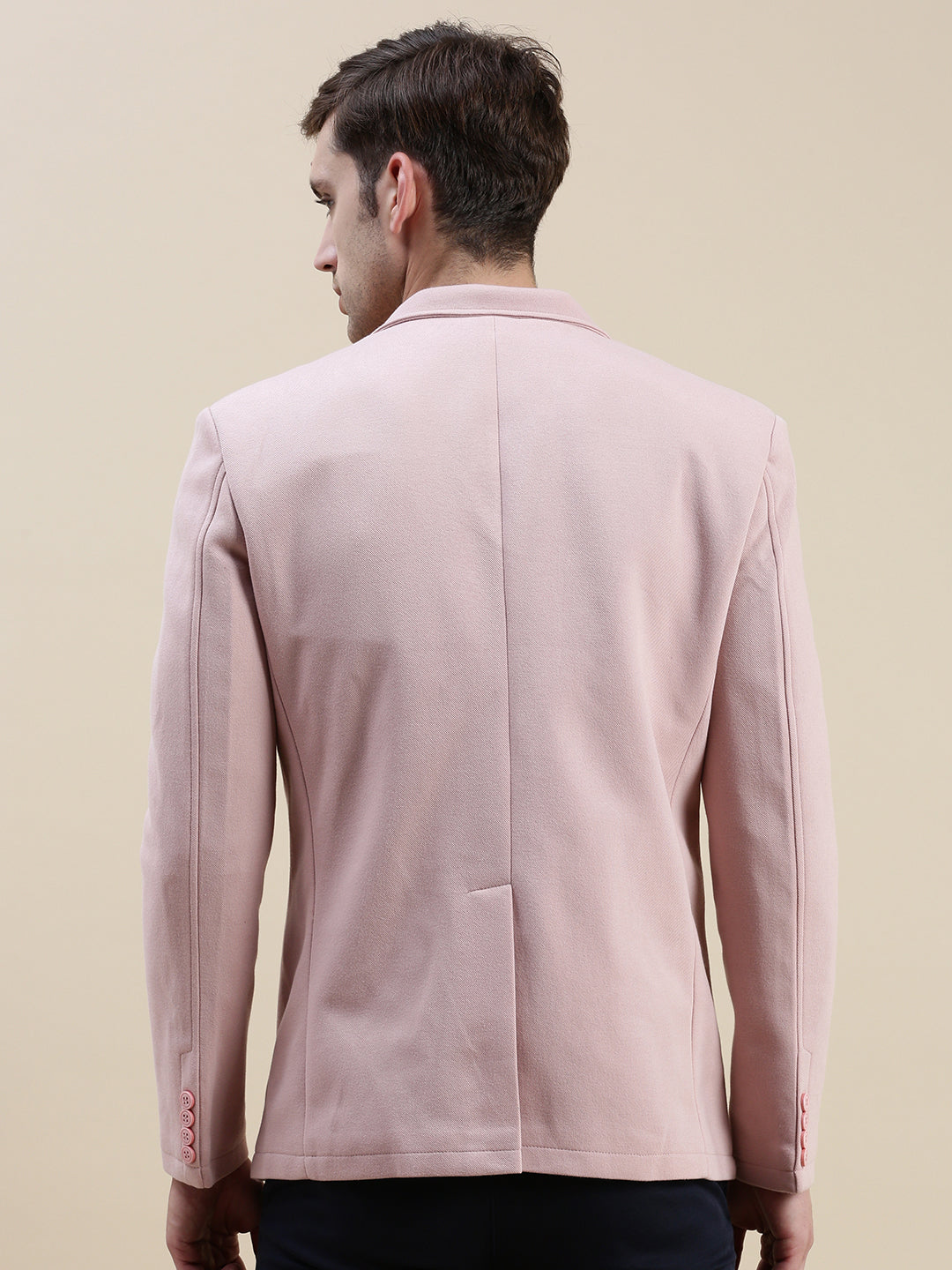 Men's Pink Notched Lapel Single-Breasted Blazer