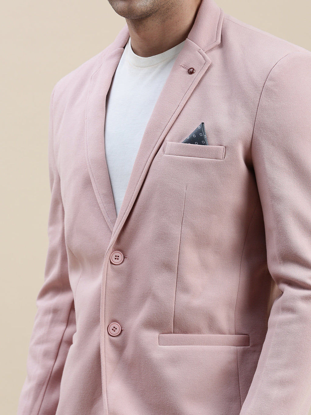 Men's Pink Notched Lapel Single-Breasted Blazer