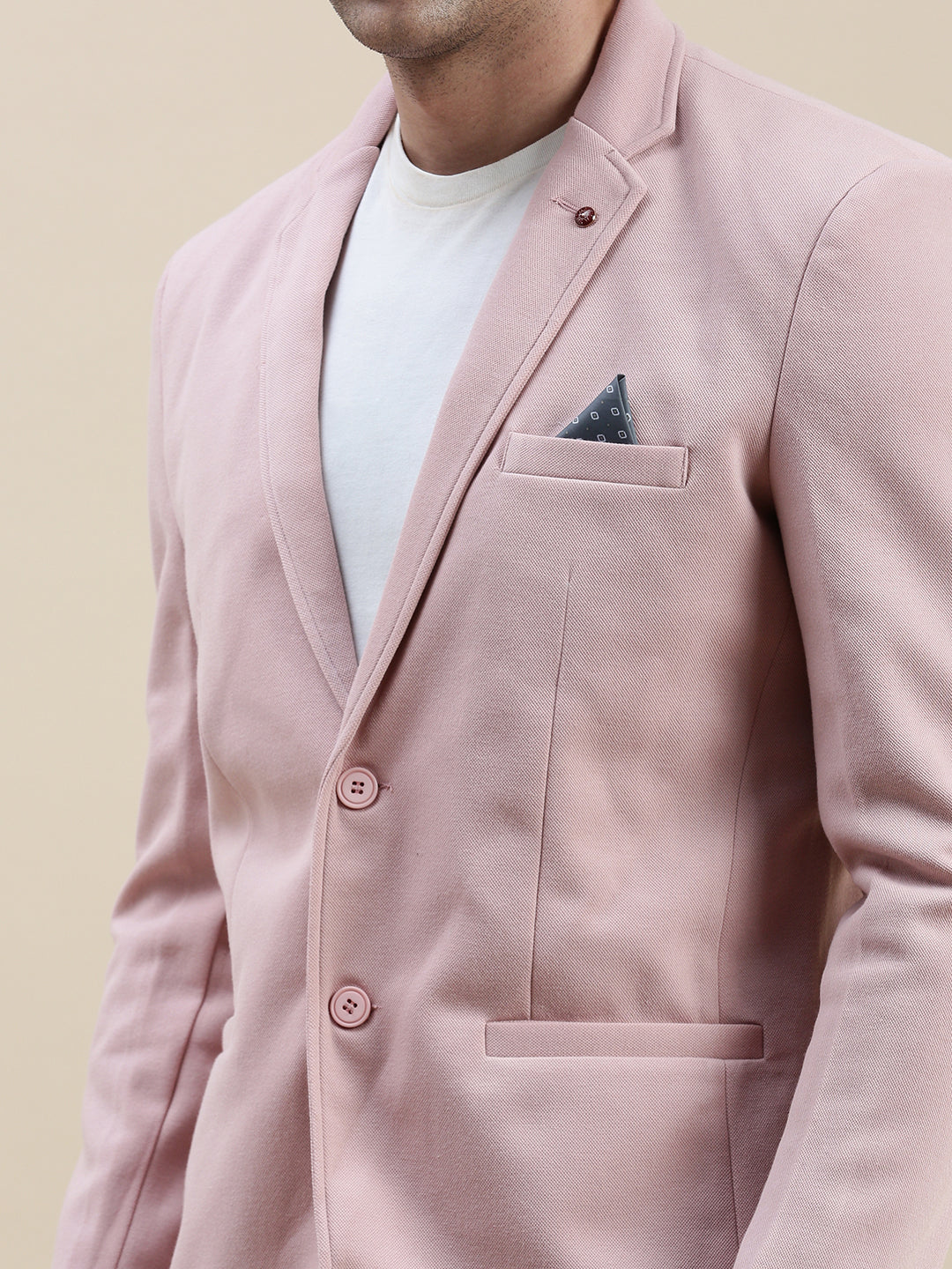 Men's Pink Notched Lapel Single-Breasted Blazer