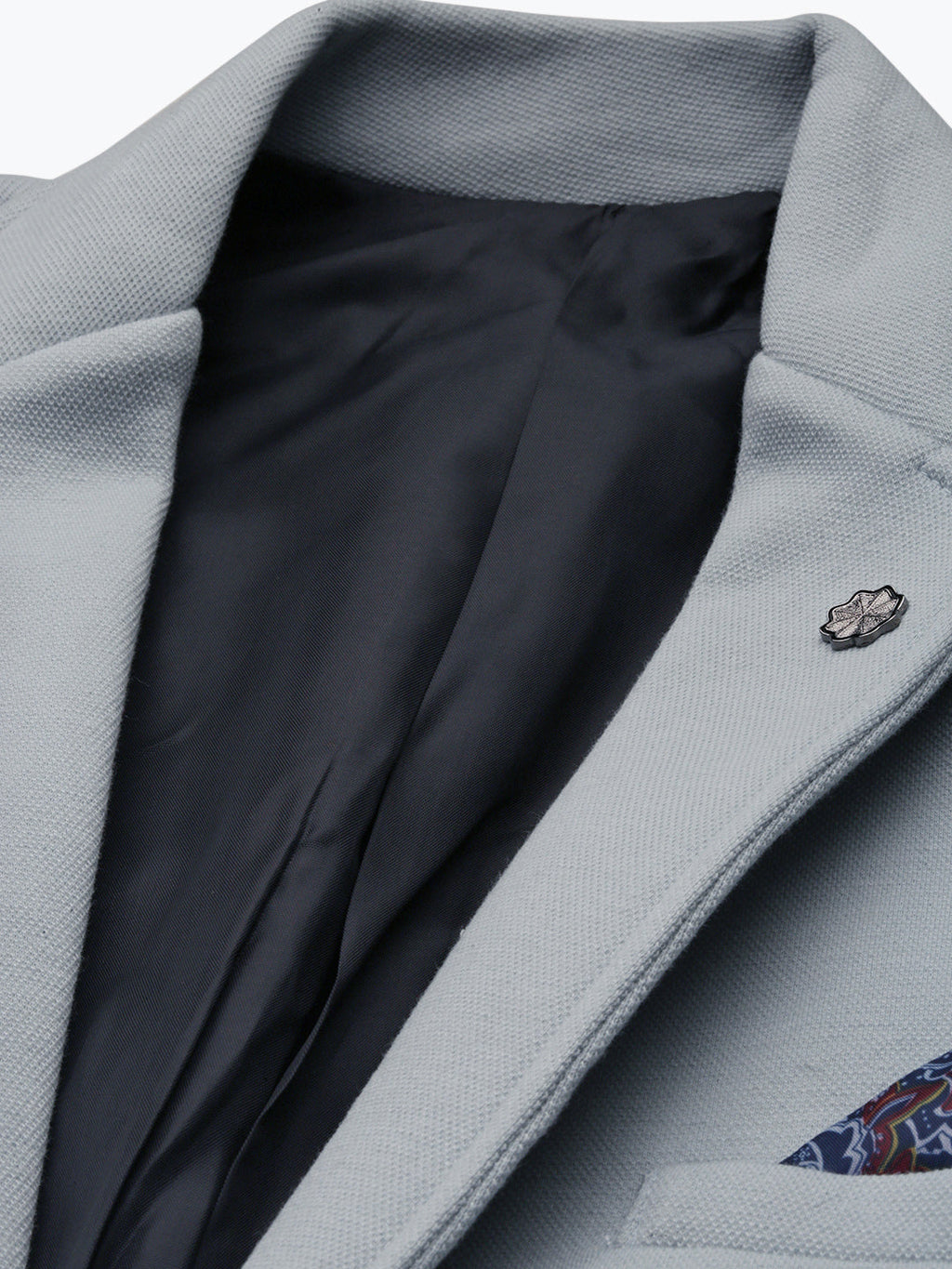 Men's Blue Single-Breasted Slim Fit Blazer with Notched Lapel