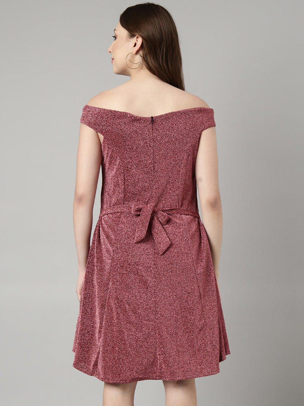 Women's Pink Off-Shoulder A-Line Dress