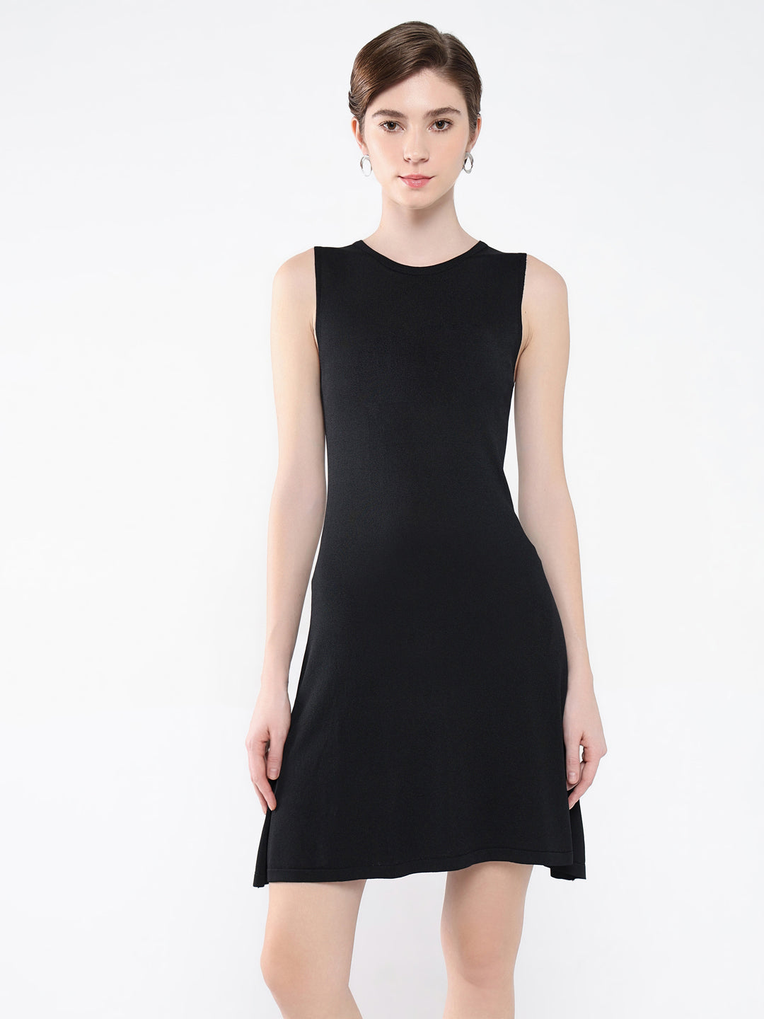 Women's Black Bodycon Sleeveless Round Neck Dress