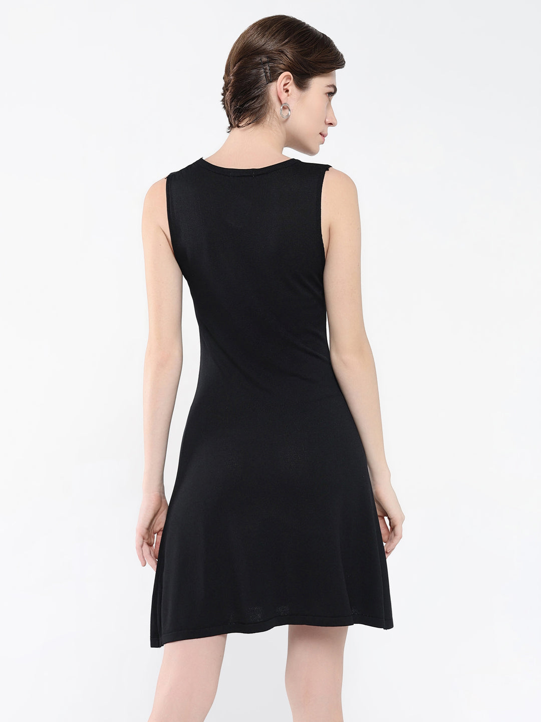 Women's Black Bodycon Sleeveless Round Neck Dress