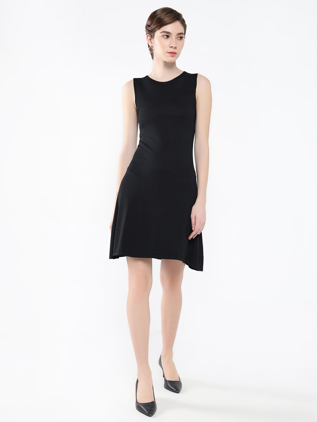 Women's Black Bodycon Sleeveless Round Neck Dress