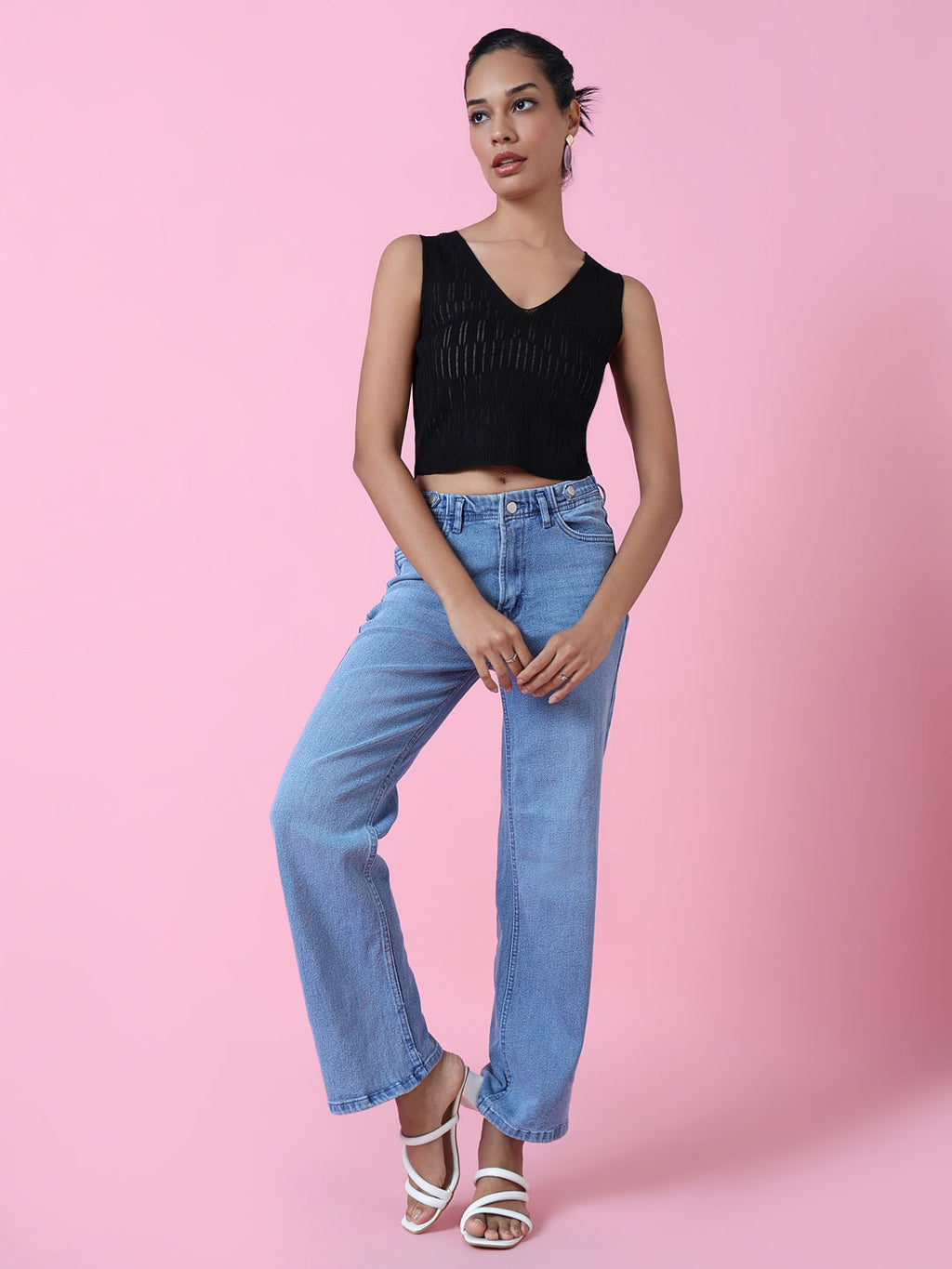 Women's Black Crochet Crop Top