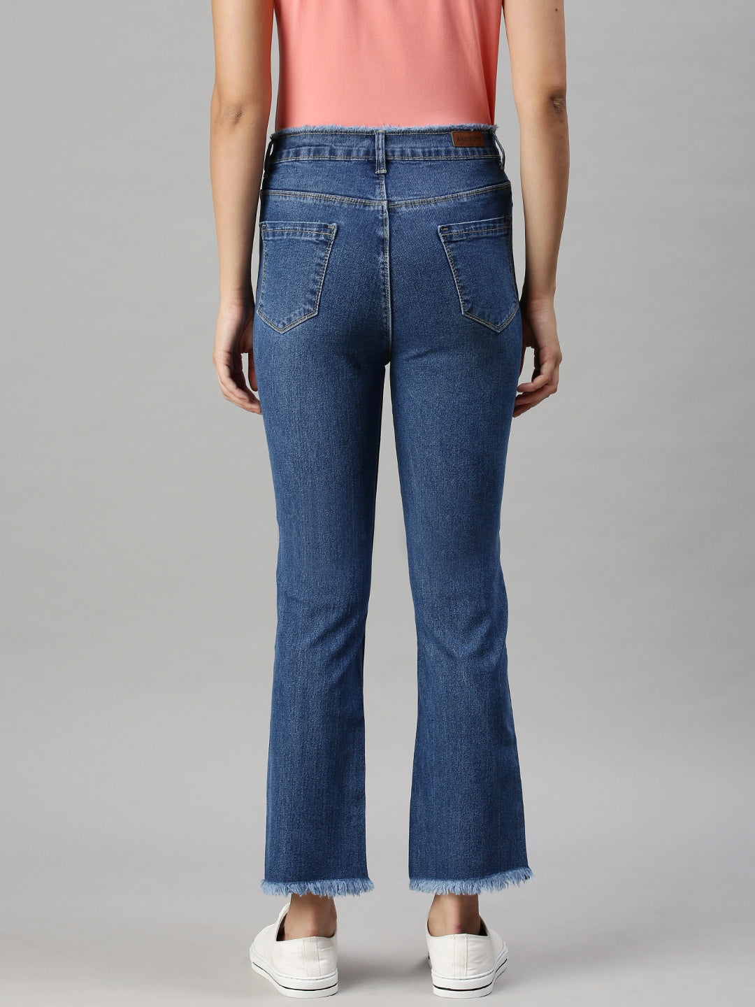 Women's Navy Blue Straight Fit High-Rise Clean Look Jeans