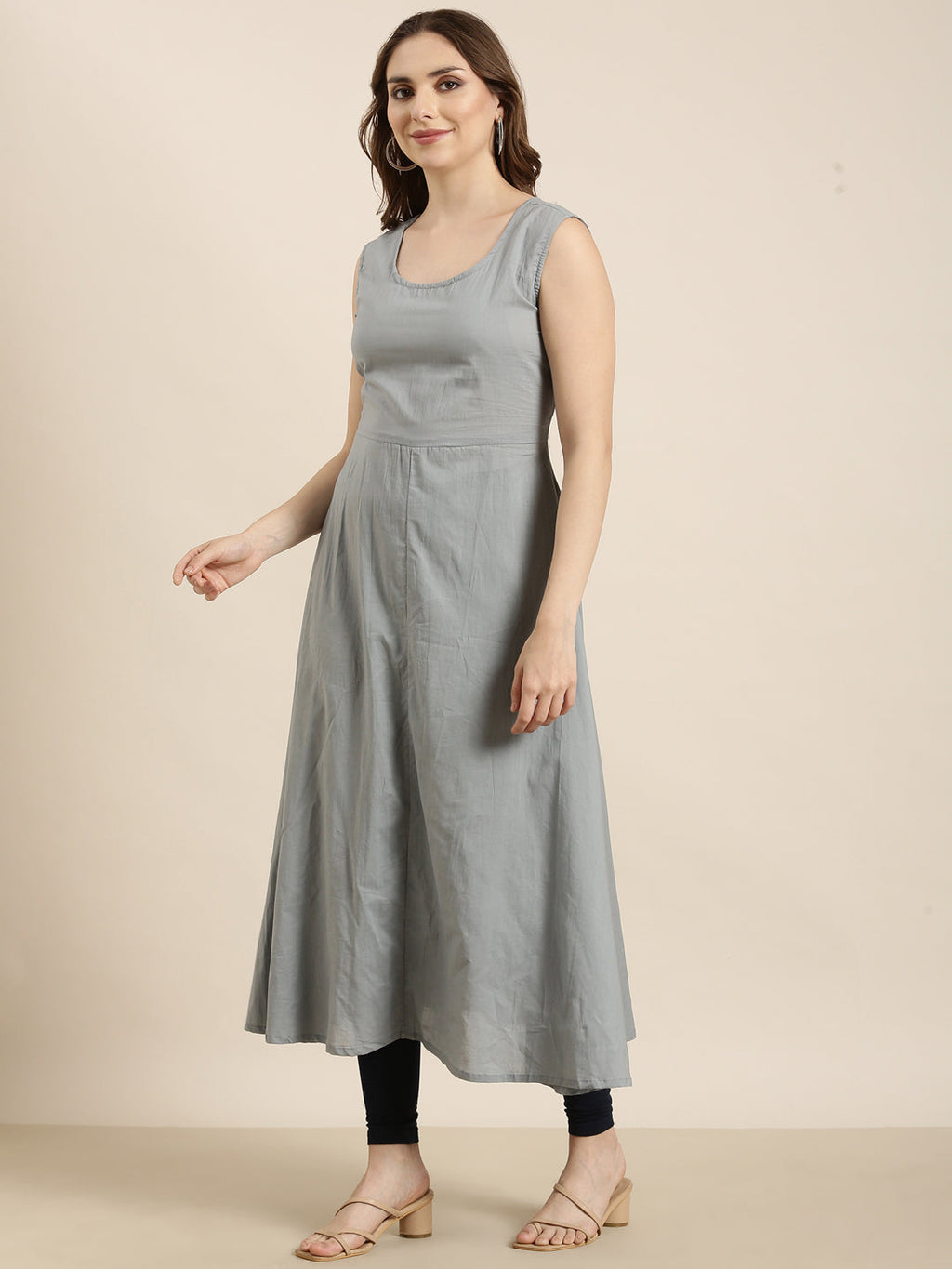 Women's Anarkali Grey Embellished Kurta Sets with Dupatta & Detachable Inner Lining