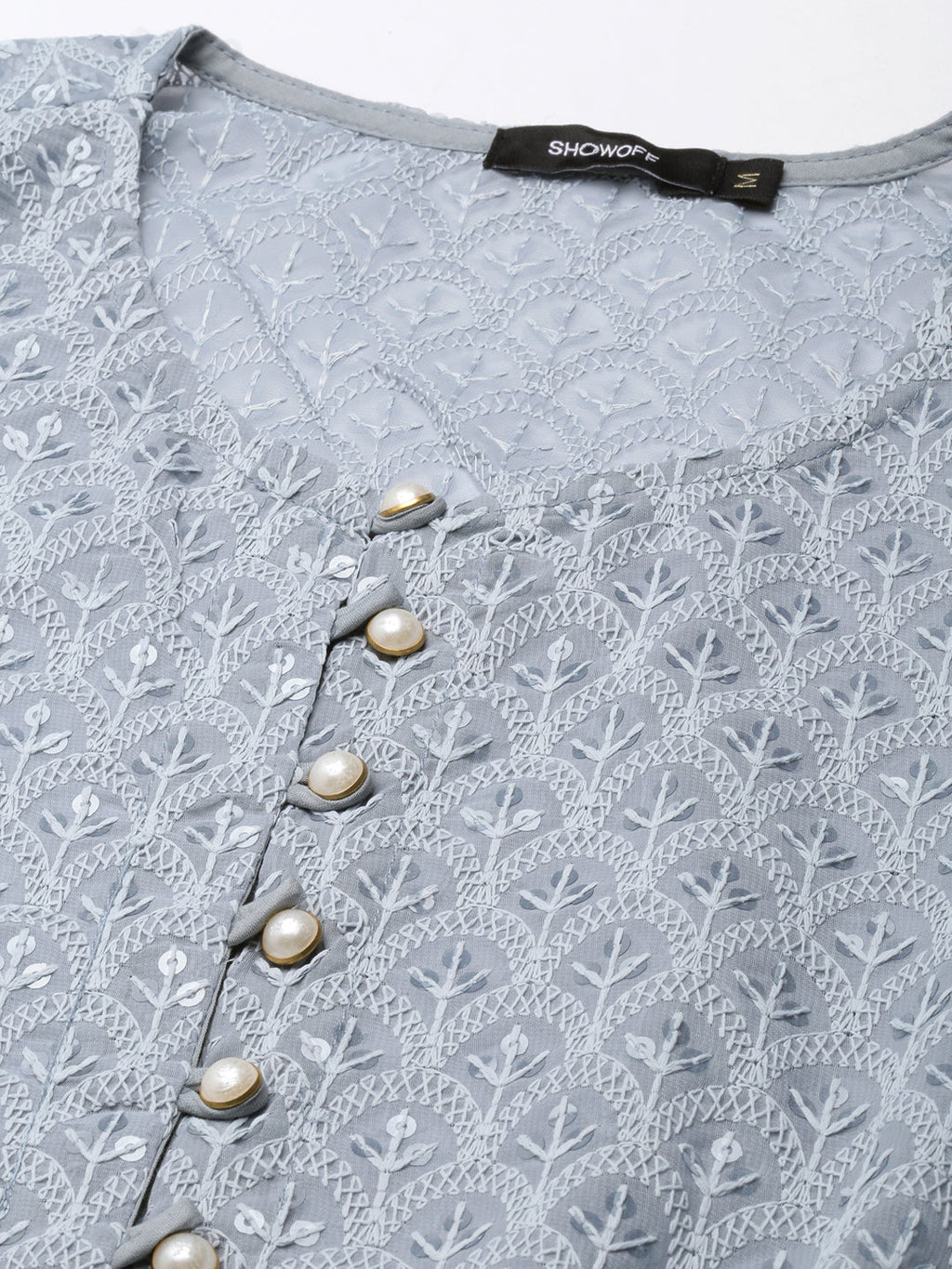 Women's Anarkali Grey Embellished Kurta Sets with Dupatta & Detachable Inner Lining