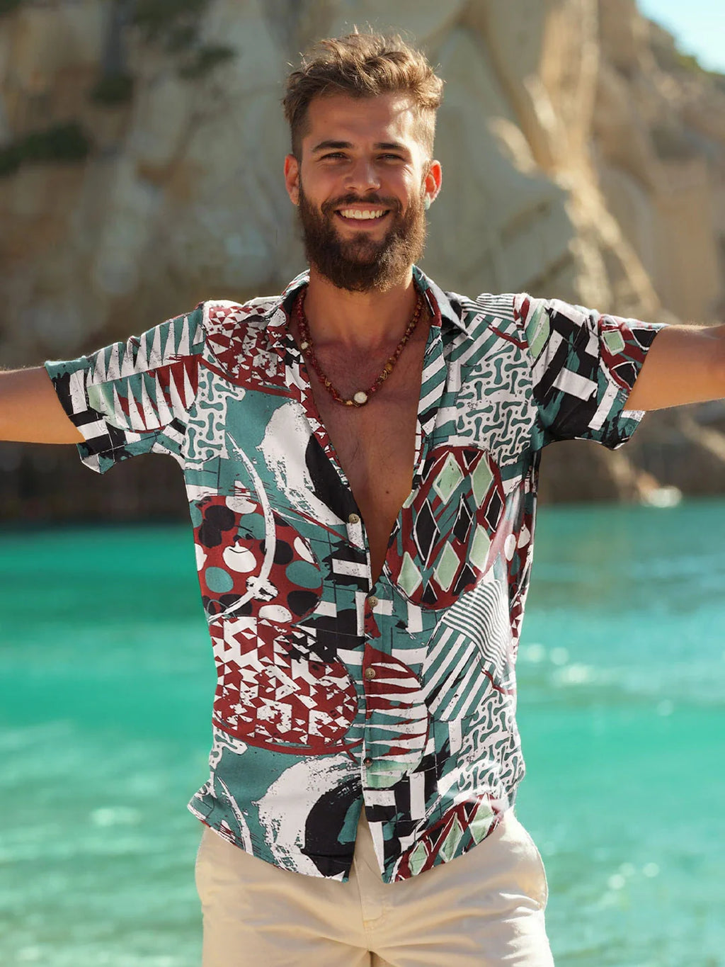 AOP Fluid Light Weight Viscose Shirt | Dark Green