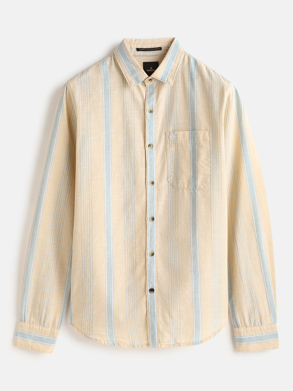 Cotton Slub Summer Stripes Shirt | Yellow