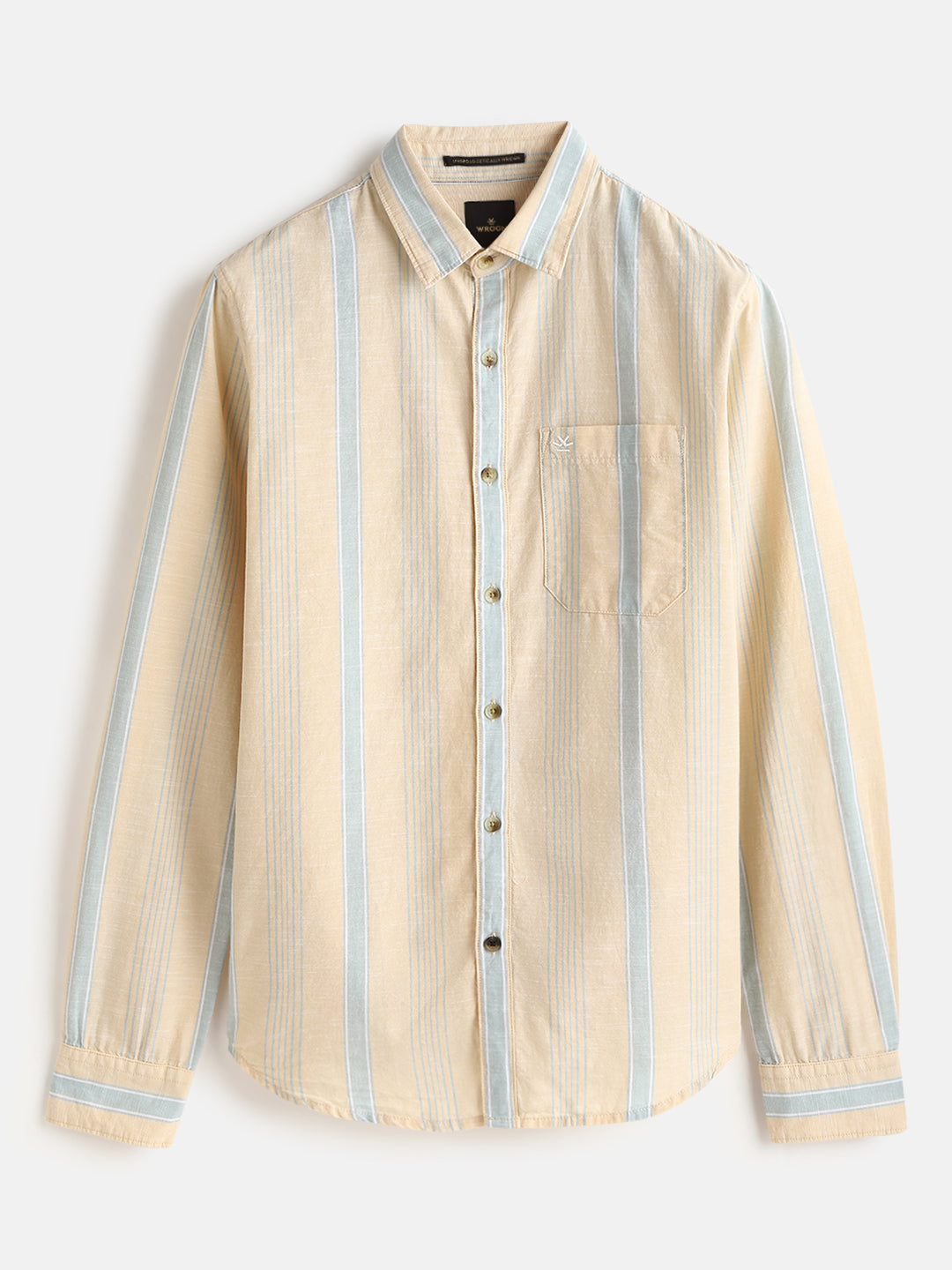 Cotton Slub Summer Stripes Shirt | Yellow
