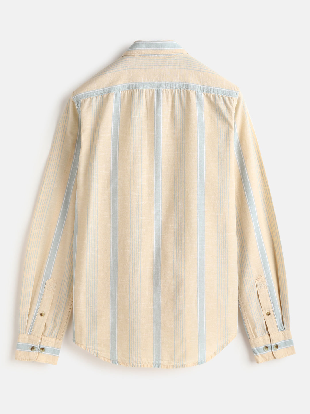 Cotton Slub Summer Stripes Shirt | Yellow
