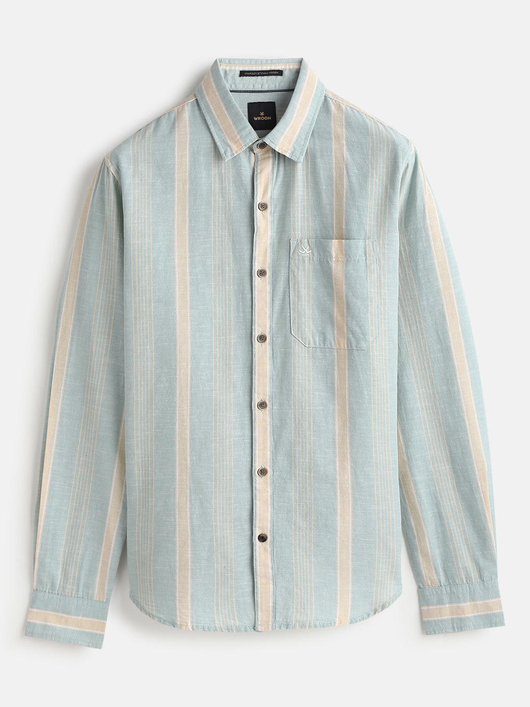 Cotton Slub Summer Stripes Shirt | Green